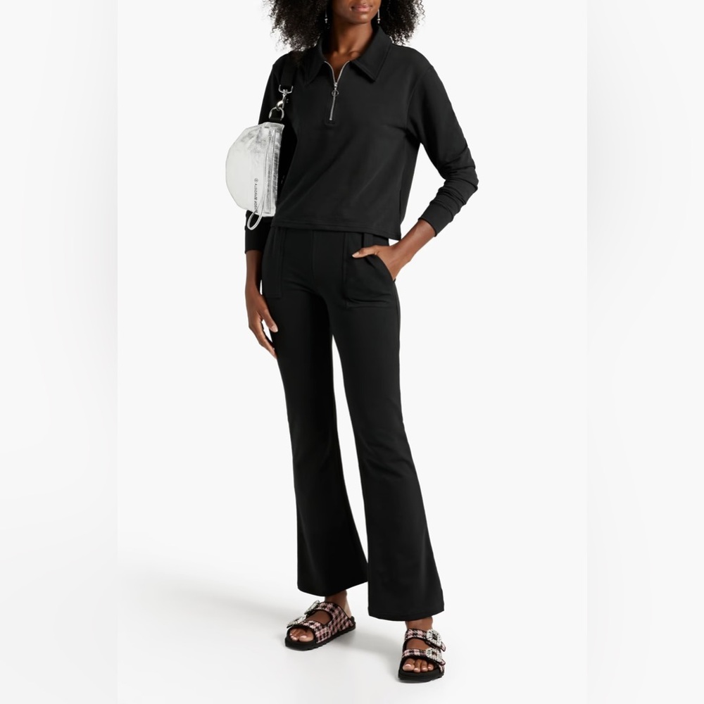 Jonathan Simkhai Standard Sia French Terry Bootcut Pants Size: M Color: Black